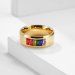 Gold Stainless Steel Rainbow Crystal Ring