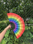 Rainbow Pride Folding Hand Fan – 25" Wide