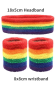 Rainbow Athletic Sweatband Set (1 Headband + 2 Wristbands)