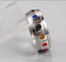 Stainless Steel Rainbow Rhinestone Wedding Ring