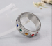 Stainless Steel Rainbow Rhinestone Wedding Ring