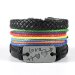 Handmade Woven Pride Rainbow Leather Bracelet Set 2